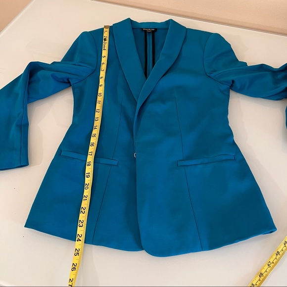 BEBE | Blue tuxedo style shoulder pad vintage spring summer designer blazer - Picture 9 of 16